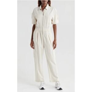 Women's Vuori Coastline Front Zip Jumpsuit in Milkweed size S Utility Workwear